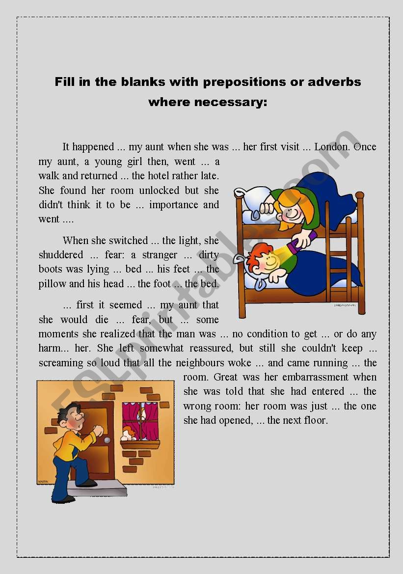 prepositions or adverbs worksheet