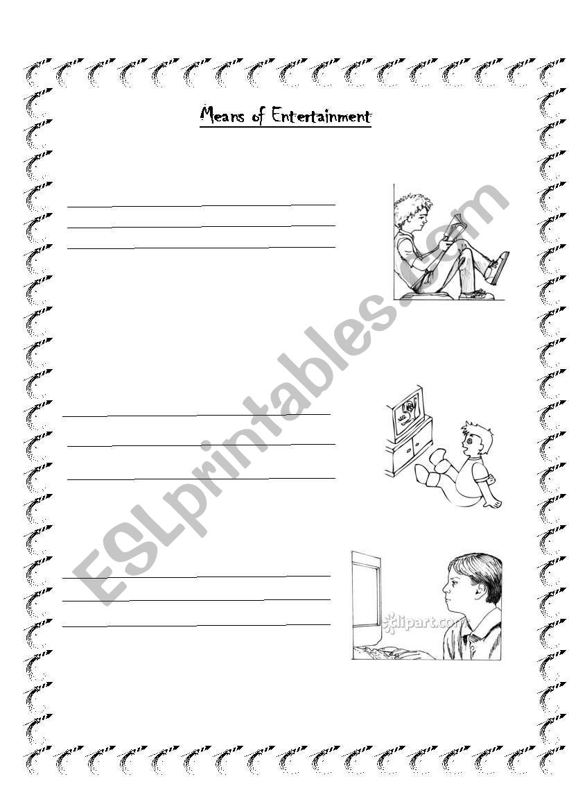 Means of Entertainment worksheet