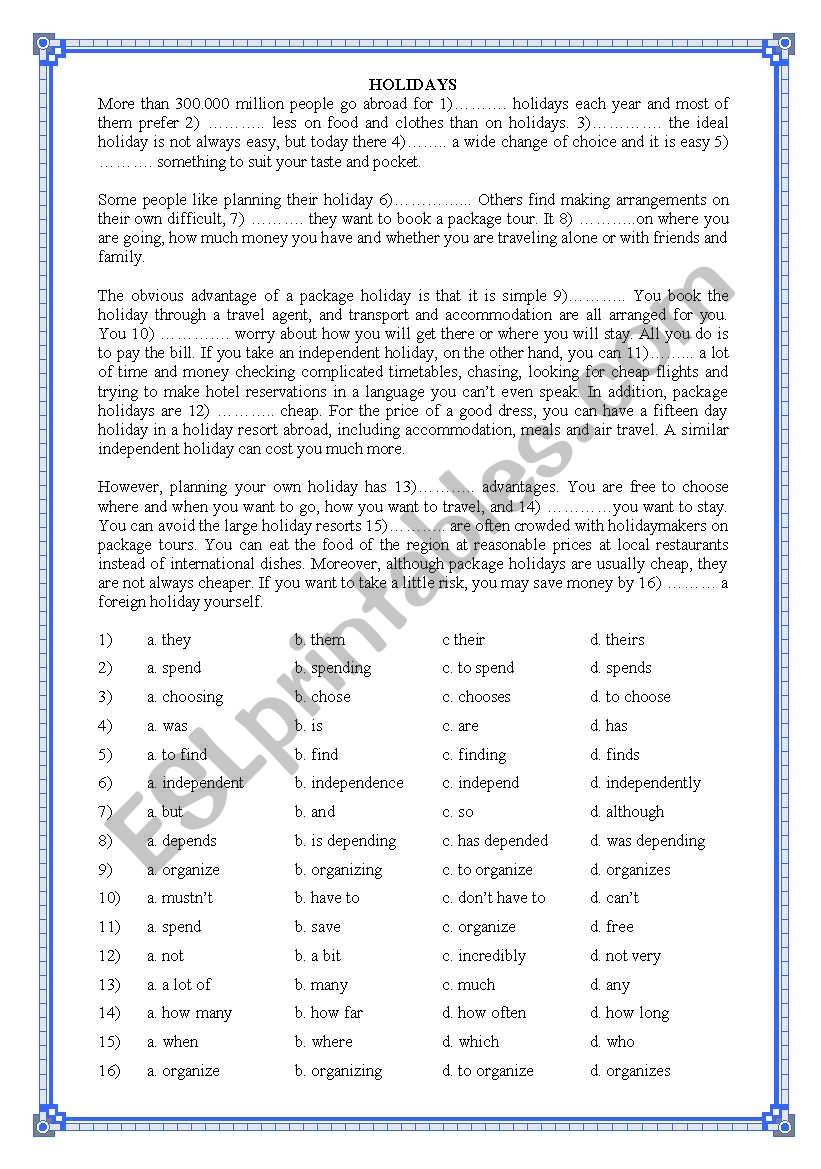 CLOSE TEST- REVISION worksheet