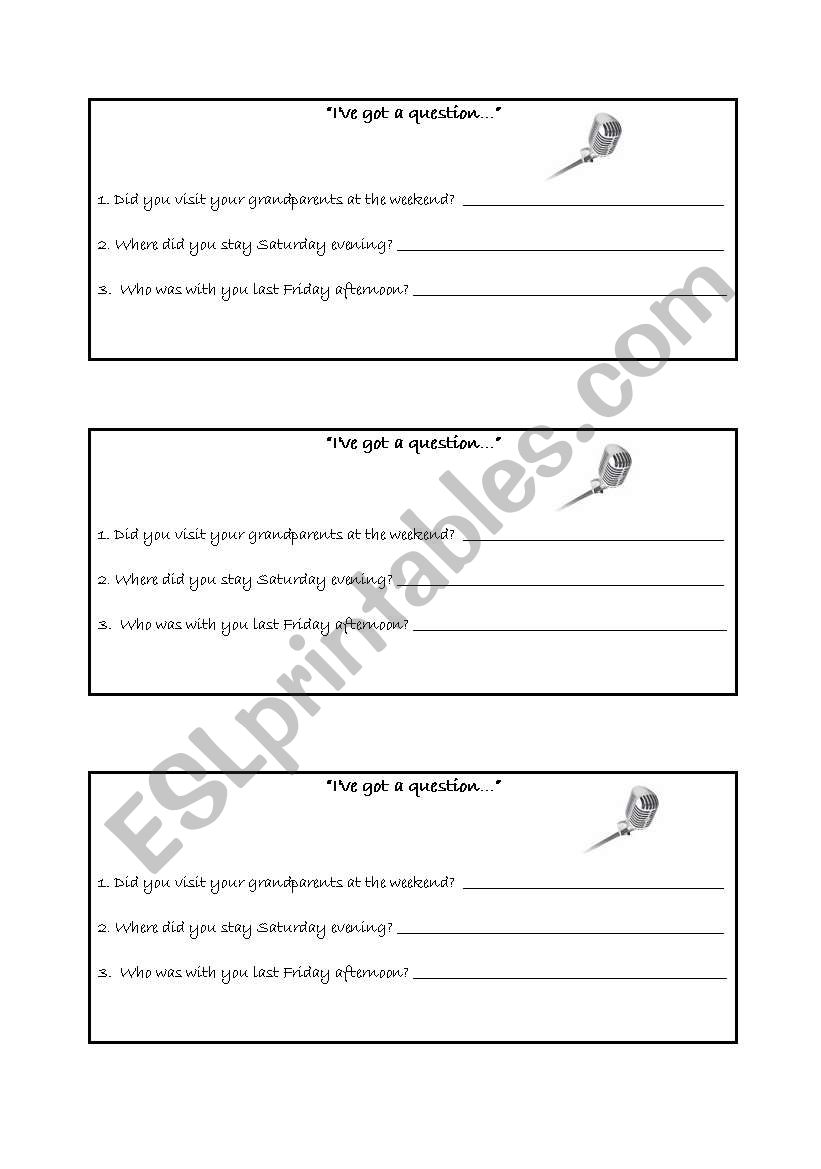 Ive got a question -  Speaking  activity that introduces the simple past