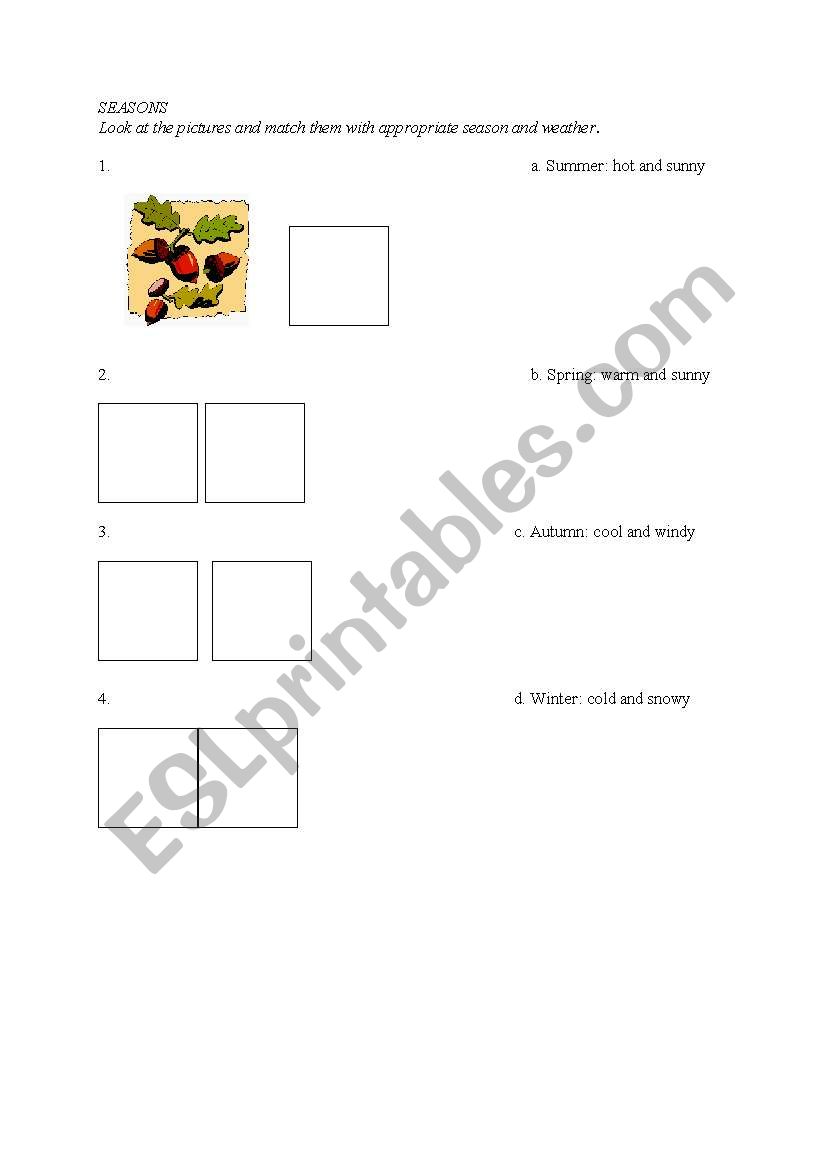 Seasons worksheet