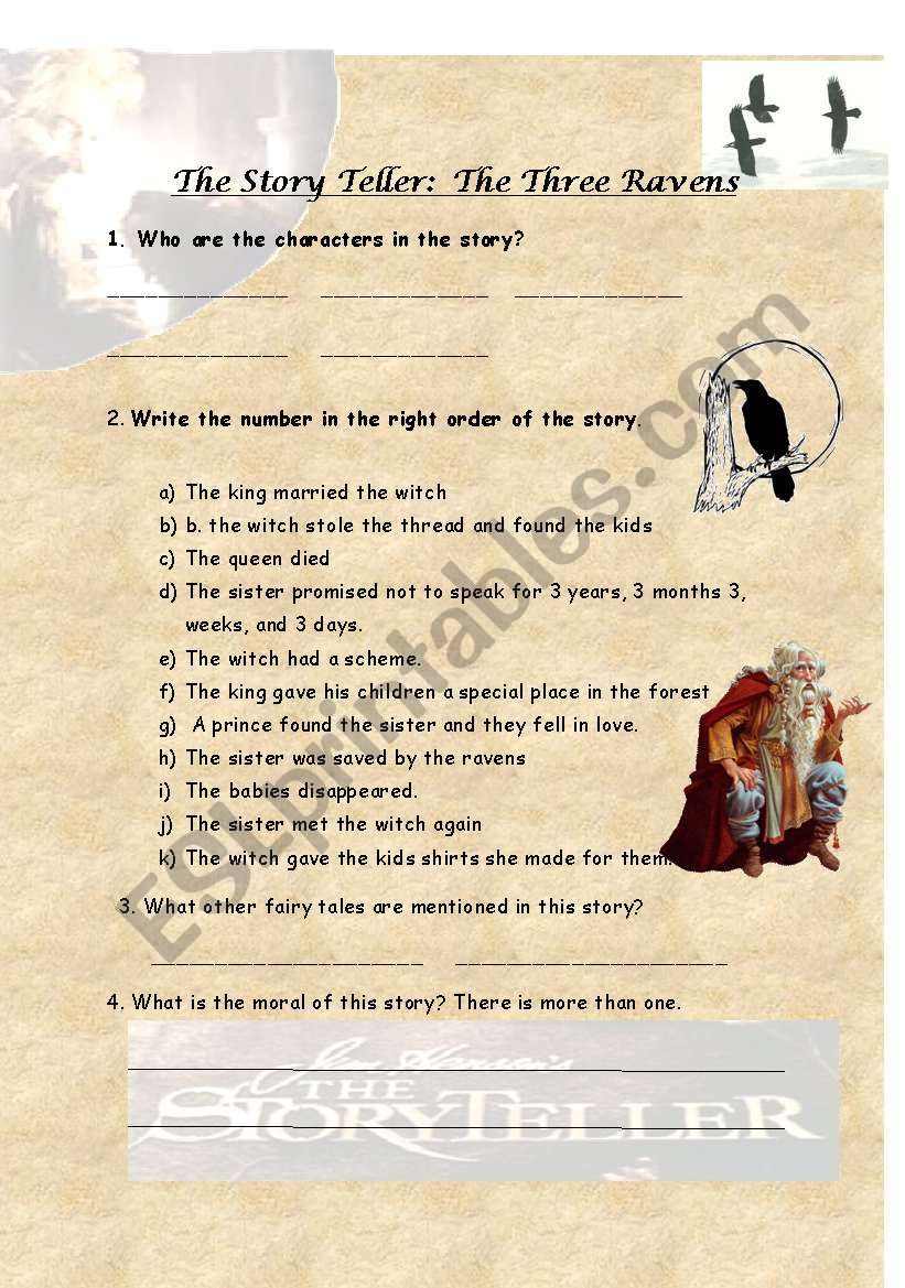 story teller - 3 raven worksheet