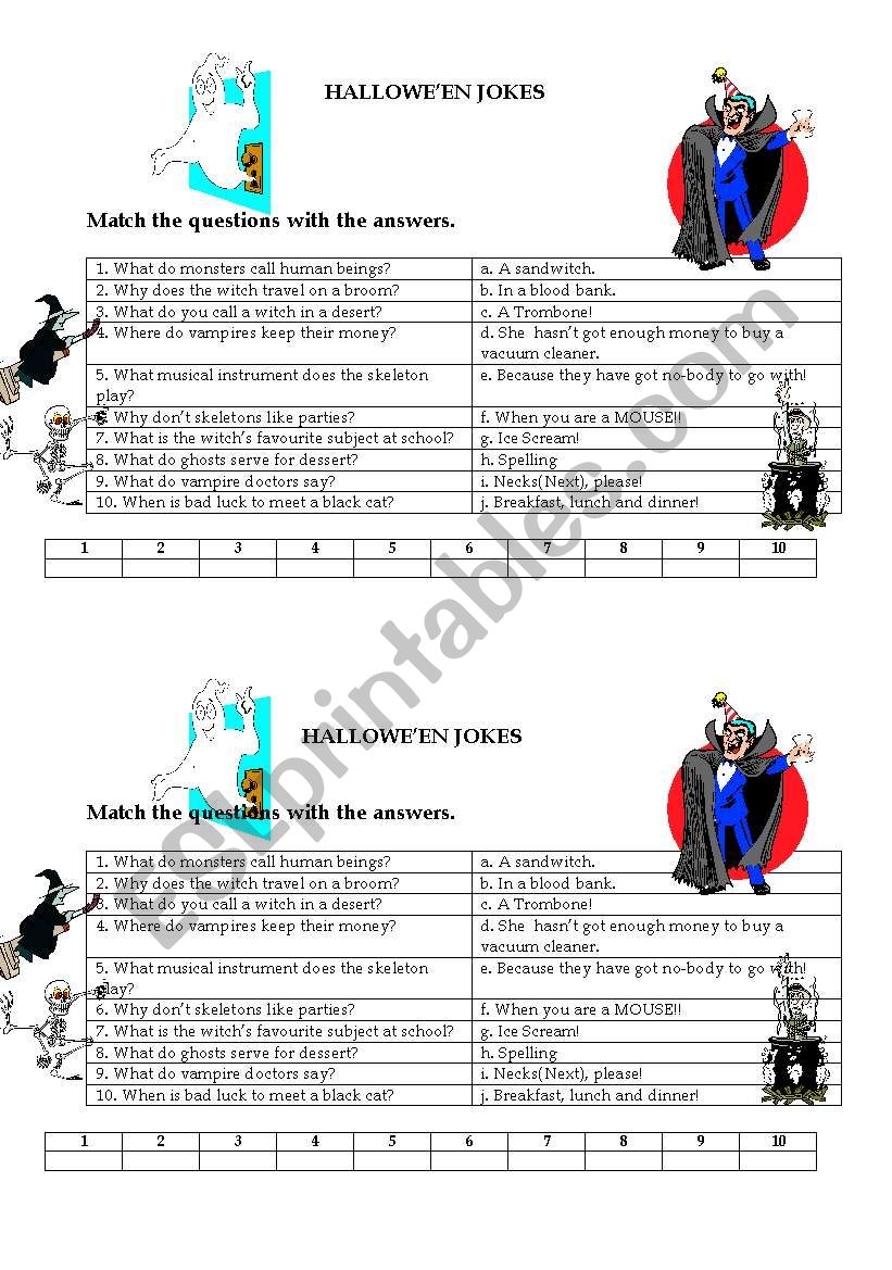 Halloween Jokes worksheet