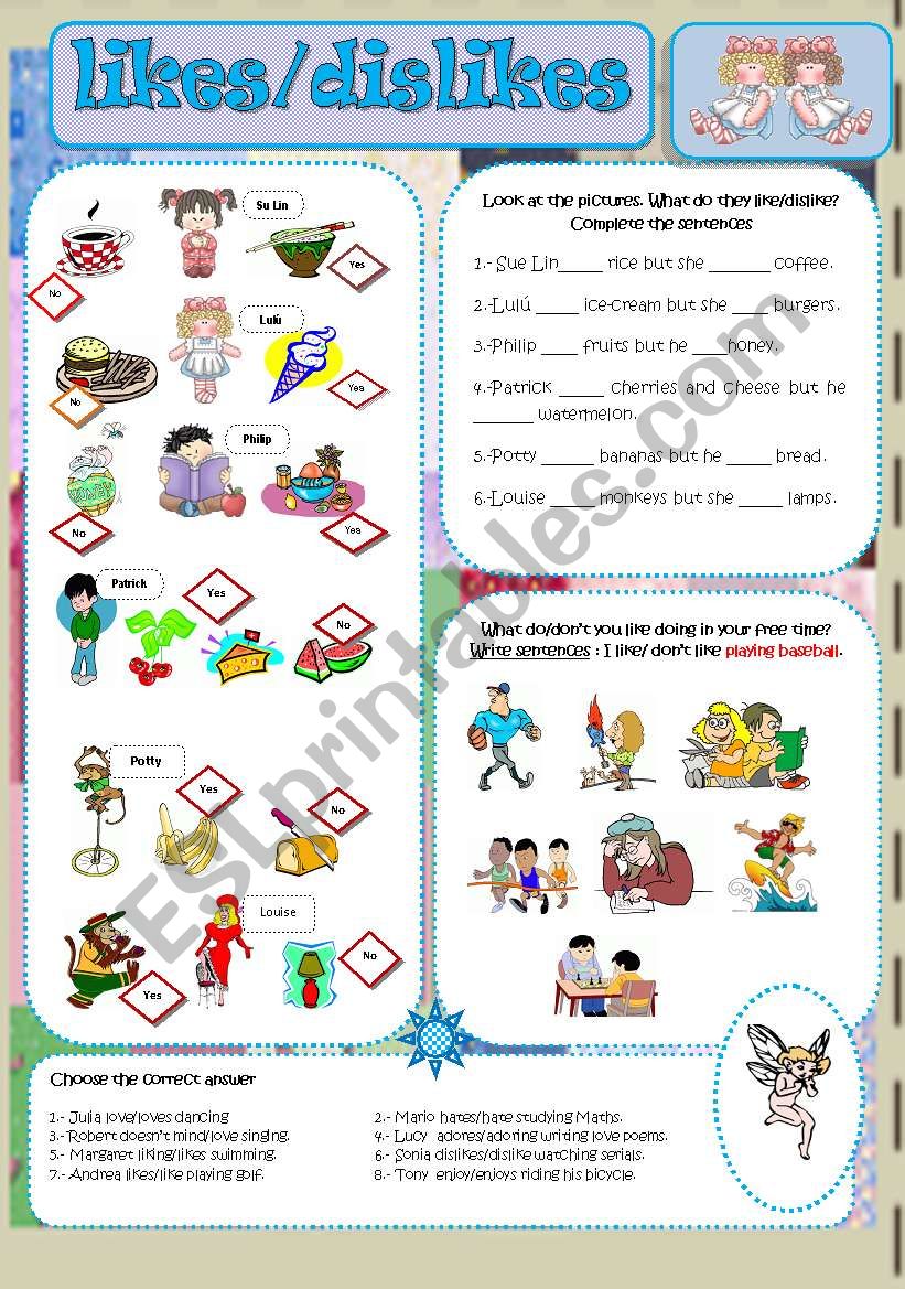 LIKES AND DISLIKES worksheet