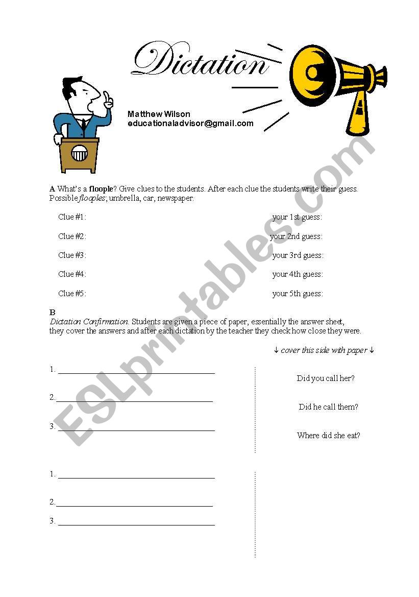 Dictation worksheet