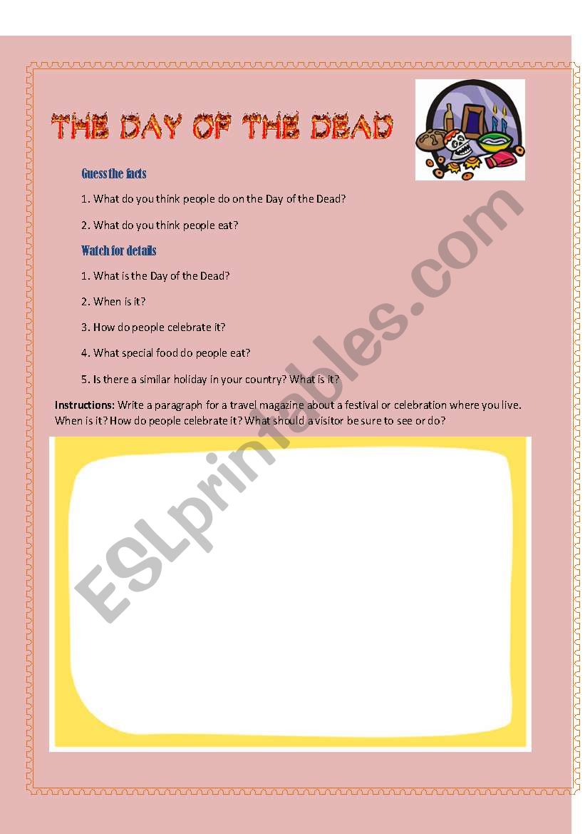 The day of the dead, Mexico worksheet