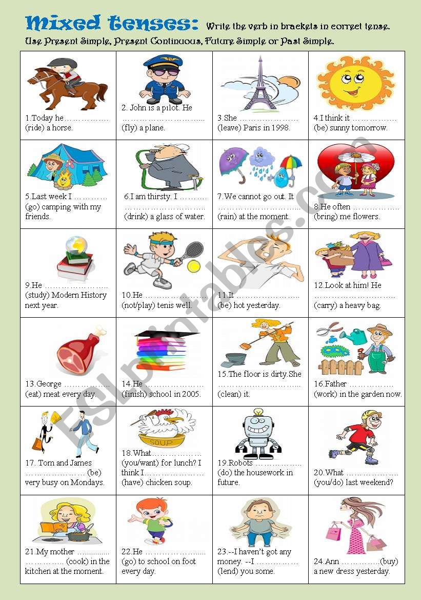 MIXED TENSES worksheet