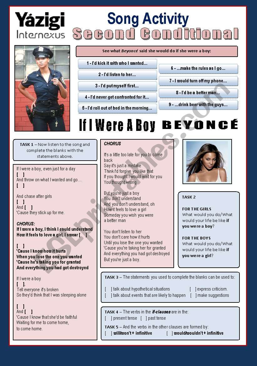 Song - IF I WERE A BOY (By BeyoncÃ©) - Second Conditional