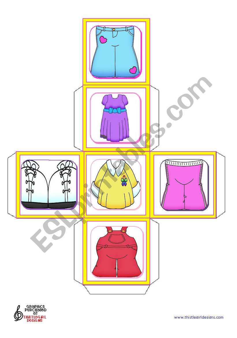 Basic Clothes Dice worksheet