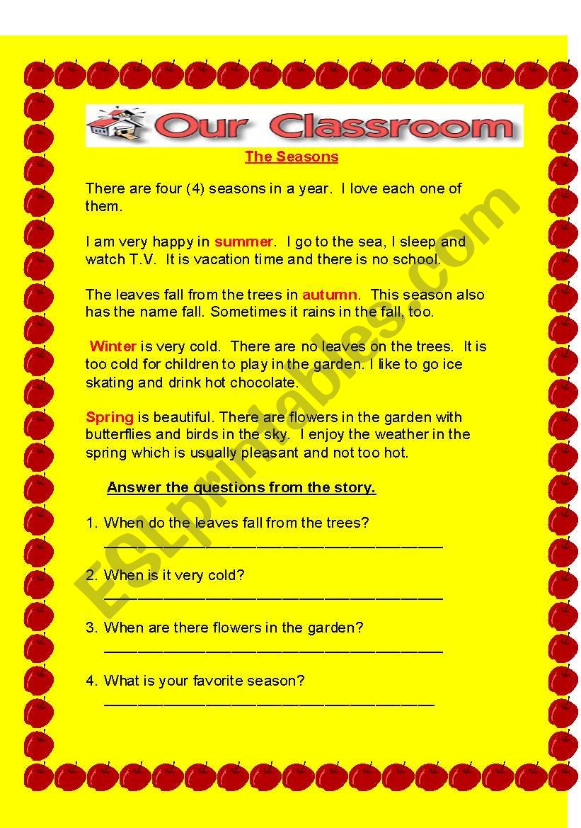 The Seasons worksheet