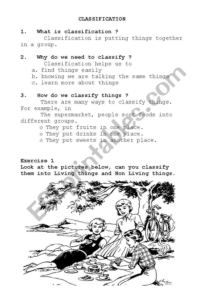 Classification worksheet