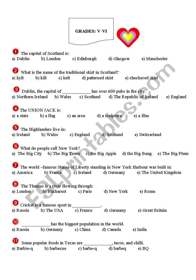 Test General Knowlwdge worksheet