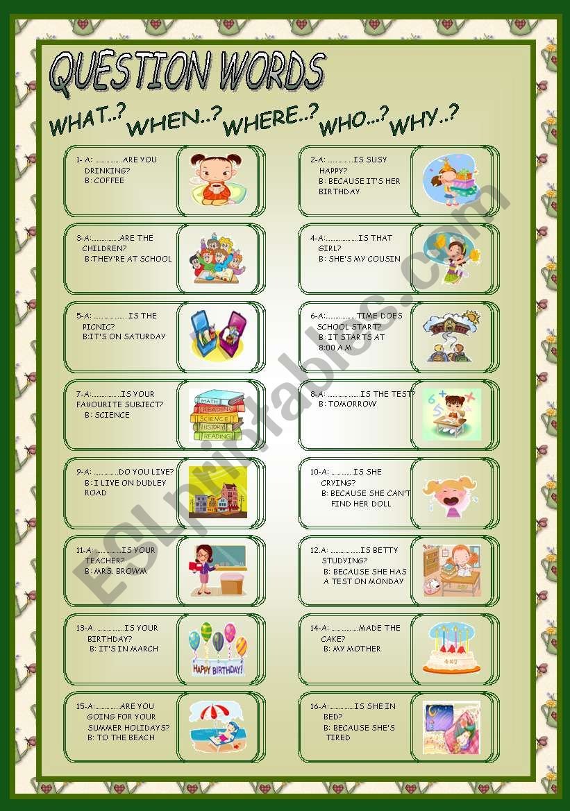 QUESTION WORDS worksheet