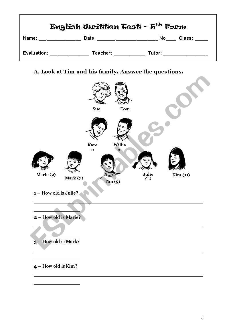 1st worksheet - 1st term - 5Âº