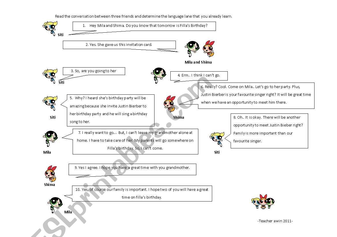 dialogue  worksheet