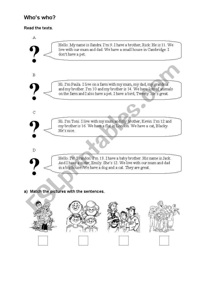 Who is who?  worksheet