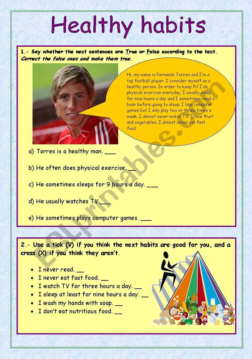 HEALTHY HABITS worksheet