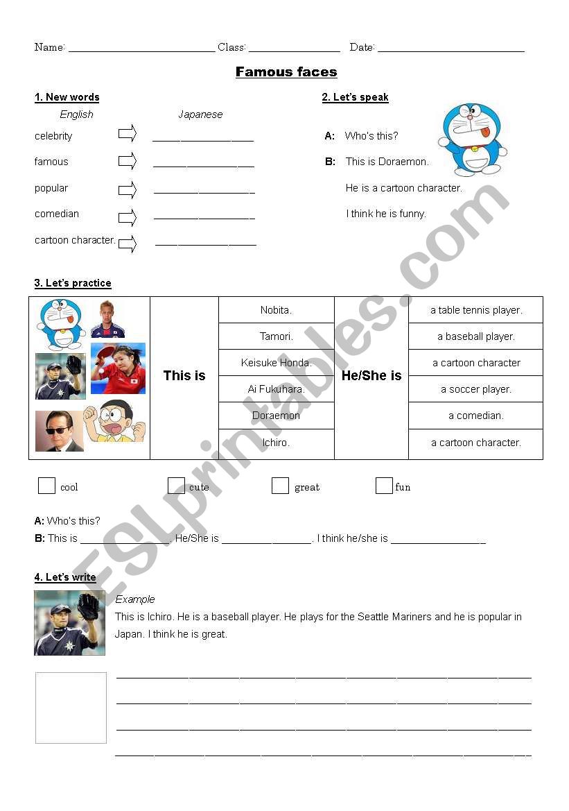 Celebrity Description 1 worksheet