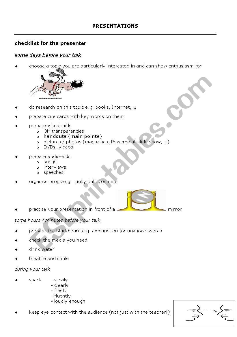 giving presentations worksheet