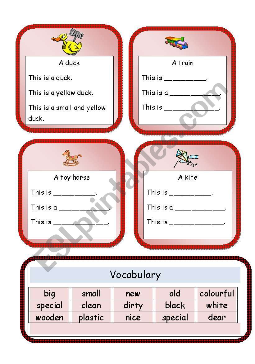 sentence modelling cards worksheet