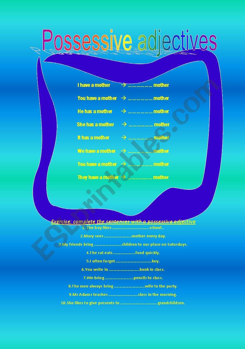 Possessive adjectives worksheet