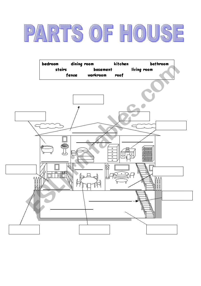 Parts of house worksheet