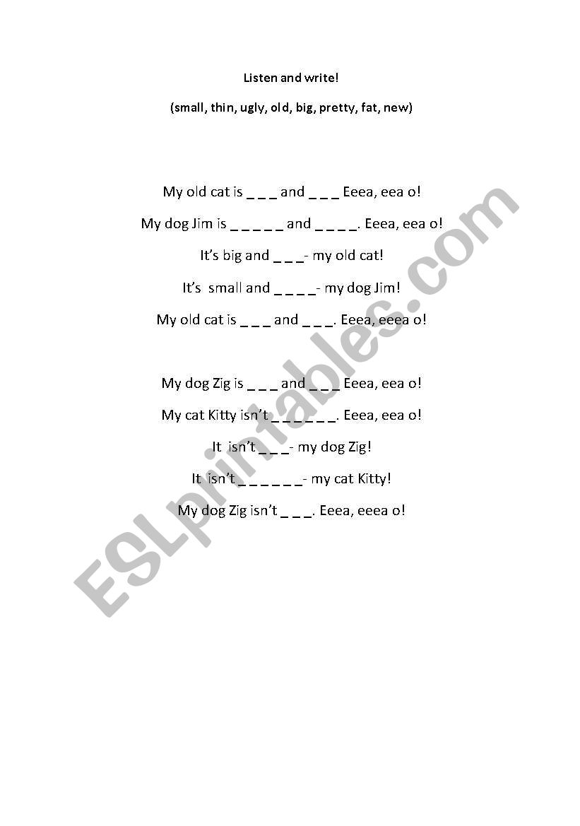 songs worksheet