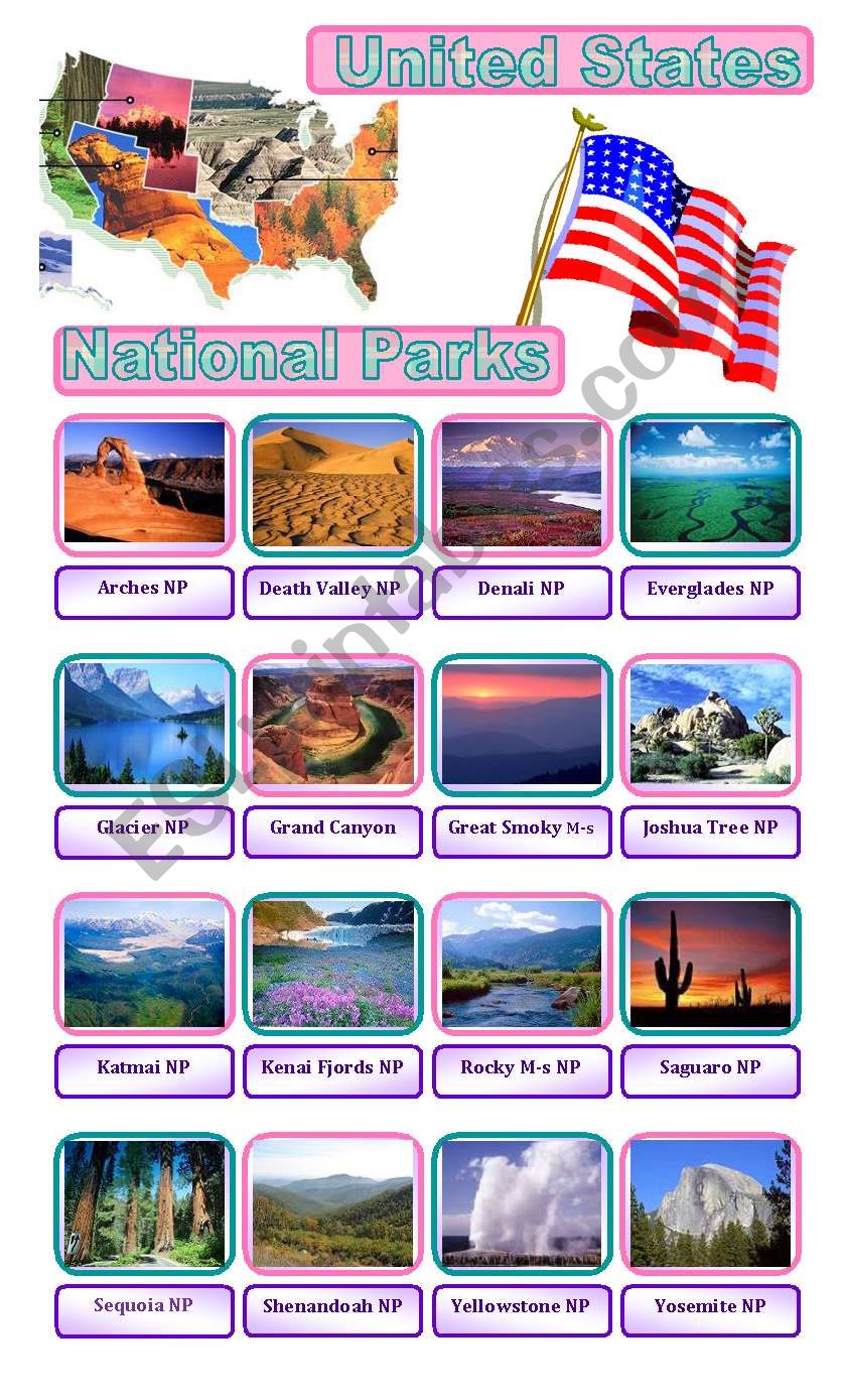 U.S. National Parks worksheet