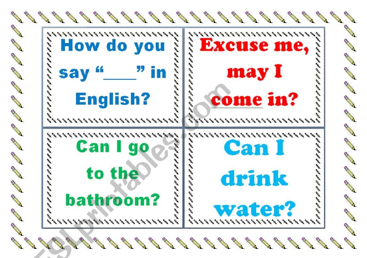 Classroom useful sentences flashcards