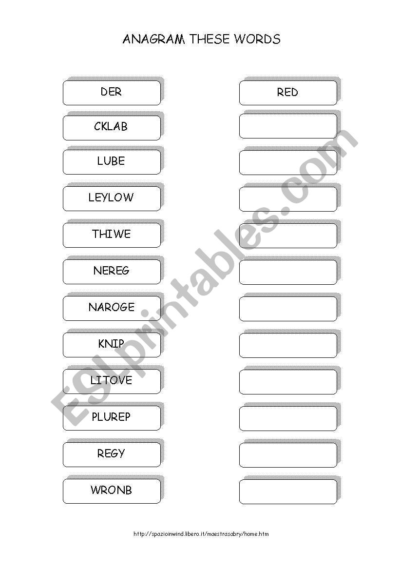 anagram worksheet