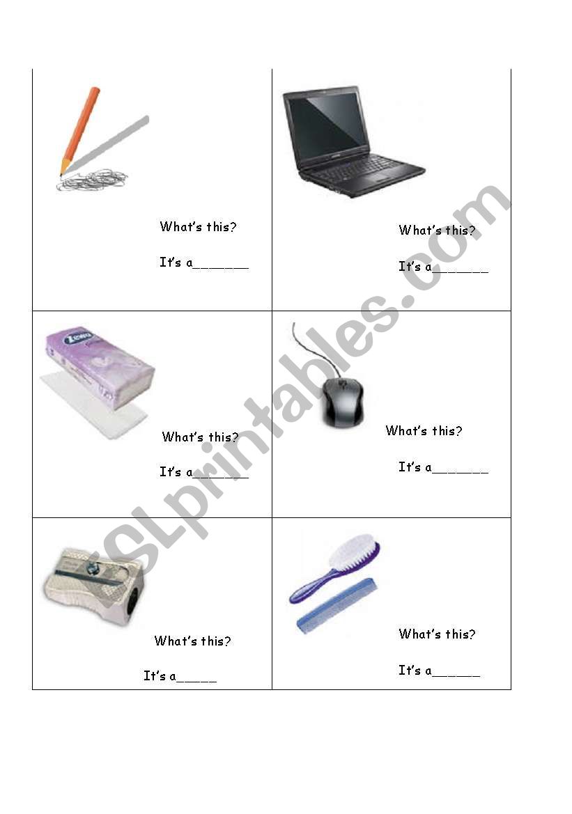 Everyday objects worksheet