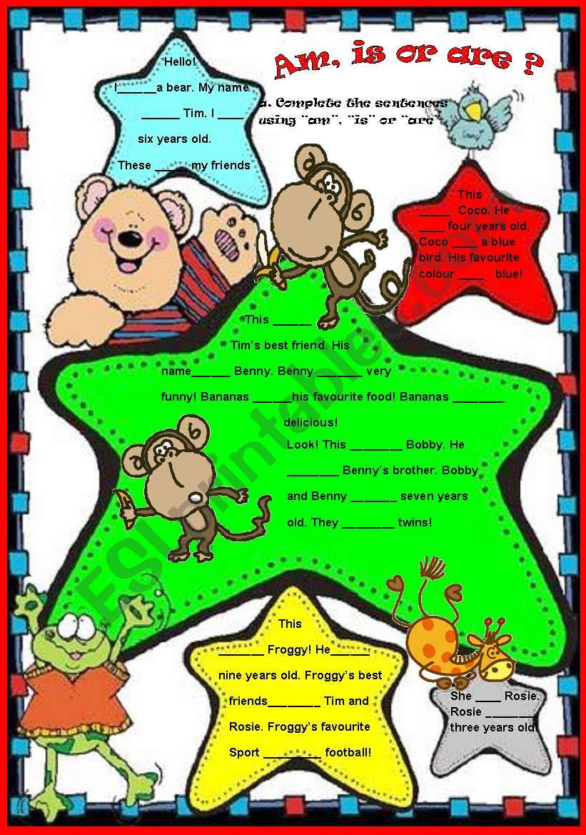 Tim´s Friends (Verb to be+ Personal Information) / Editable/