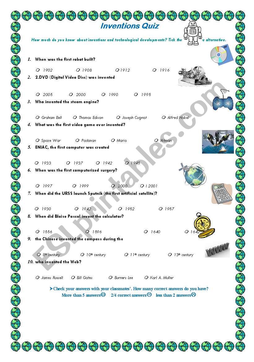 inventions quiz worksheet