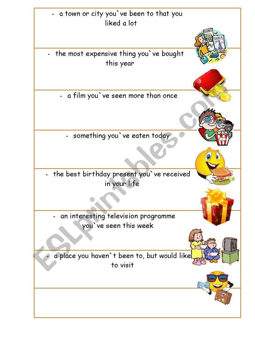 Present perfect discussion worksheet