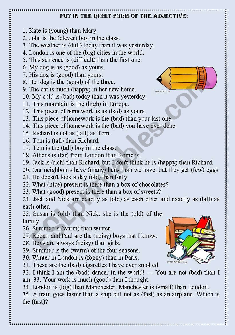 adjective worksheet