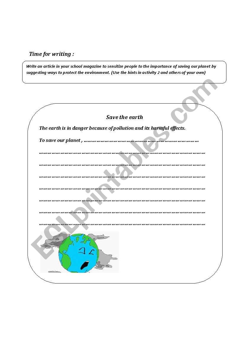 save the earth worksheet