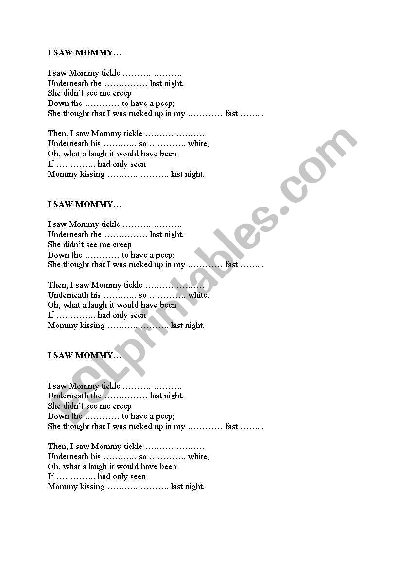 Xmas song: I saw mommy kissing Santa Claus