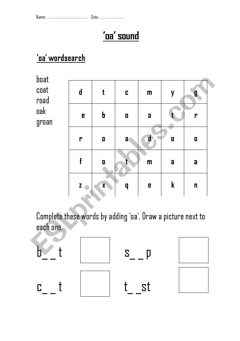 oa handwriting worksheet