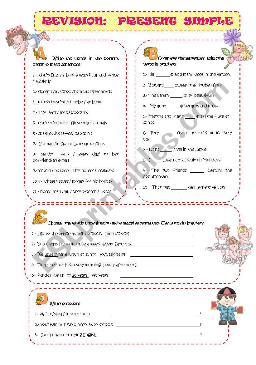 REVISION: PRESENT SIMPLE worksheet