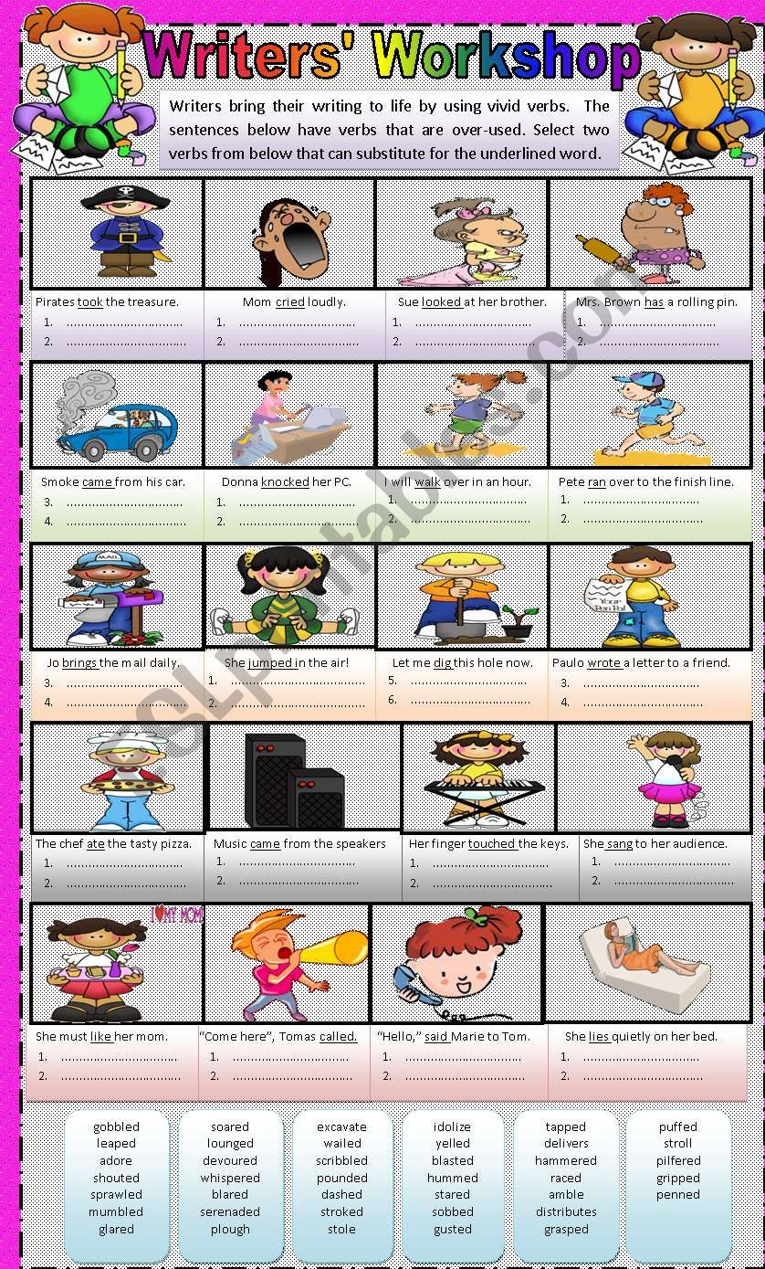 writers-workshop-powerful-verbs-esl-worksheet-by-tech-teacher