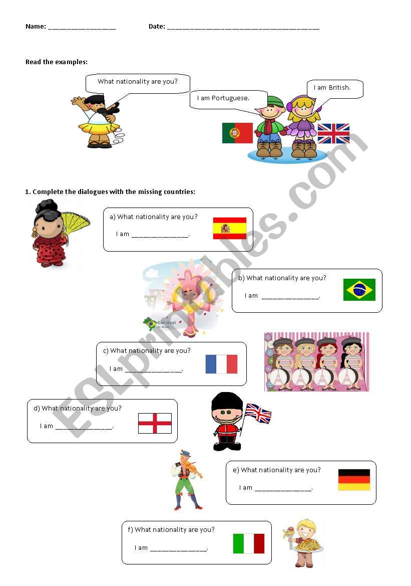 What nationality are you? worksheet