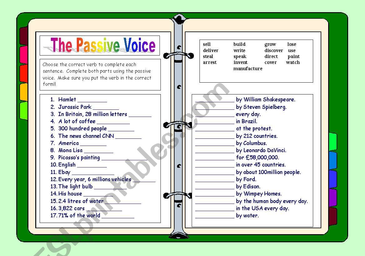 Passive voice sentence completion