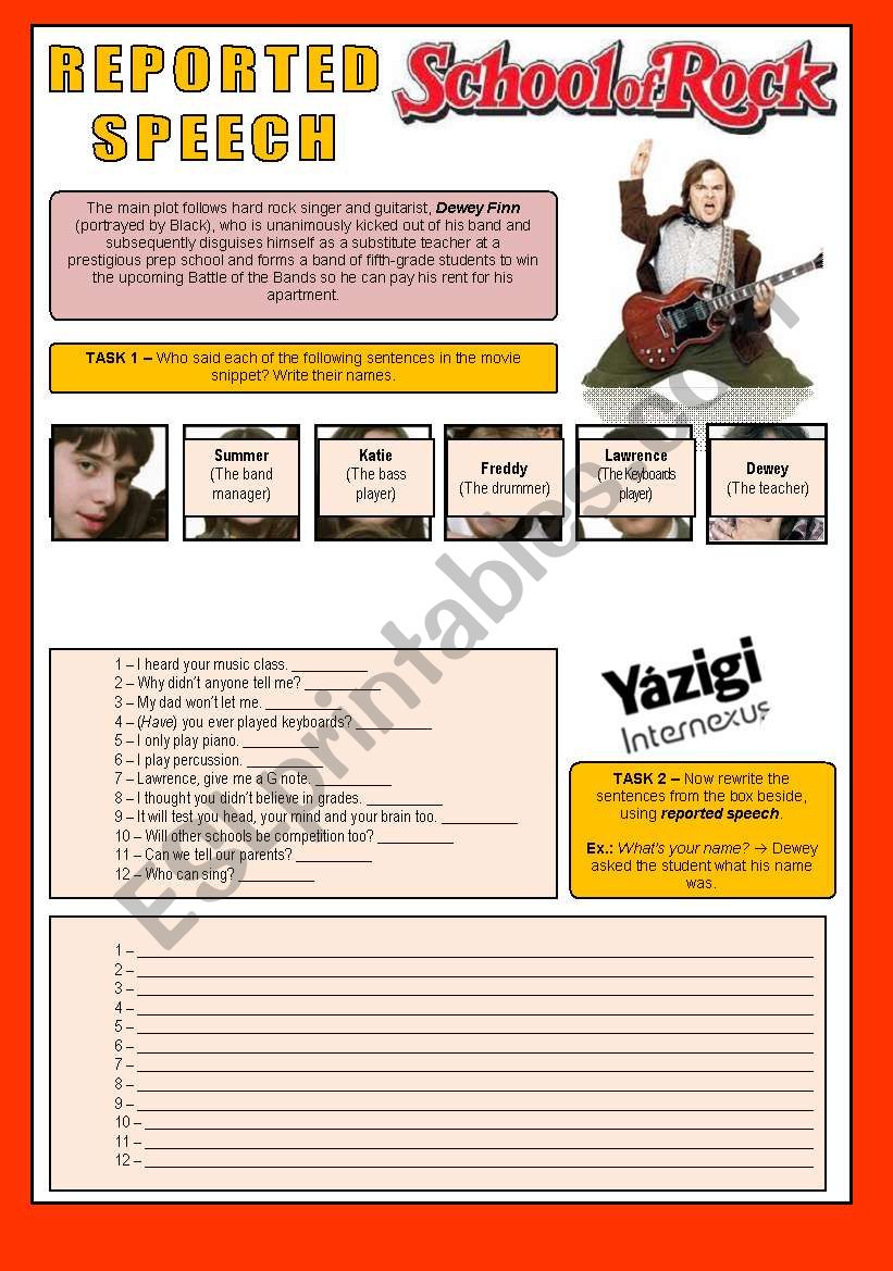 Movie - SCHOOL OF ROCK - Reported Speech