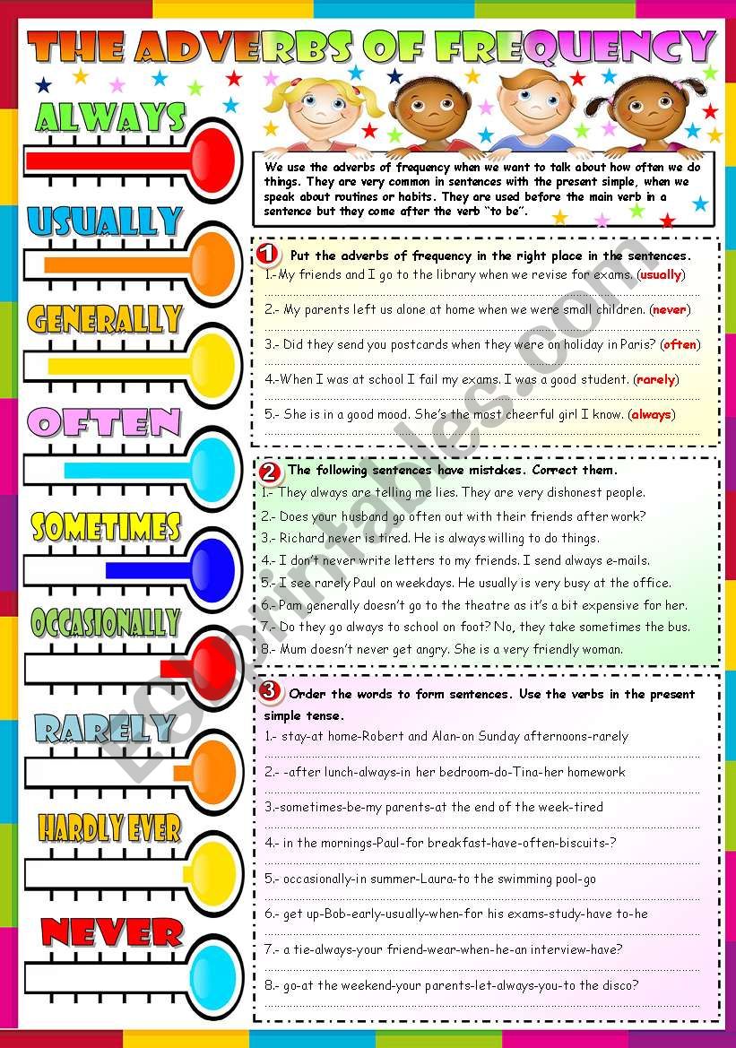 THE ADVERBS OF FREQUENCY worksheet