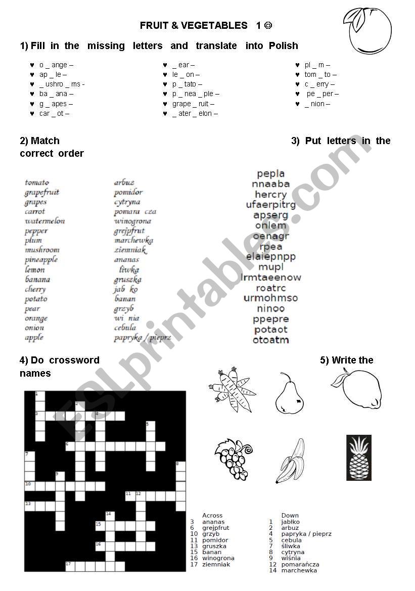 FRUIT & VEGETABLES worksheet