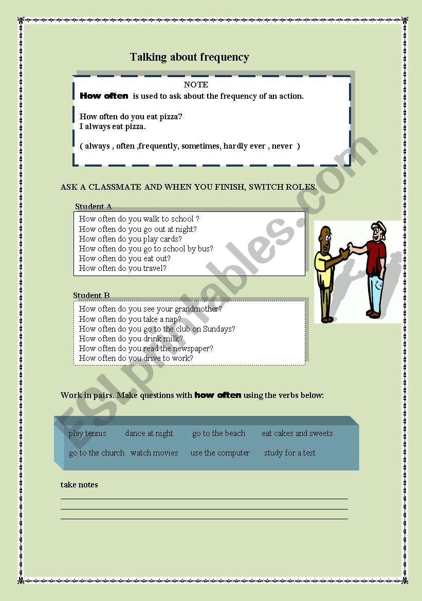TALKING ABOUT FREQUENCY worksheet