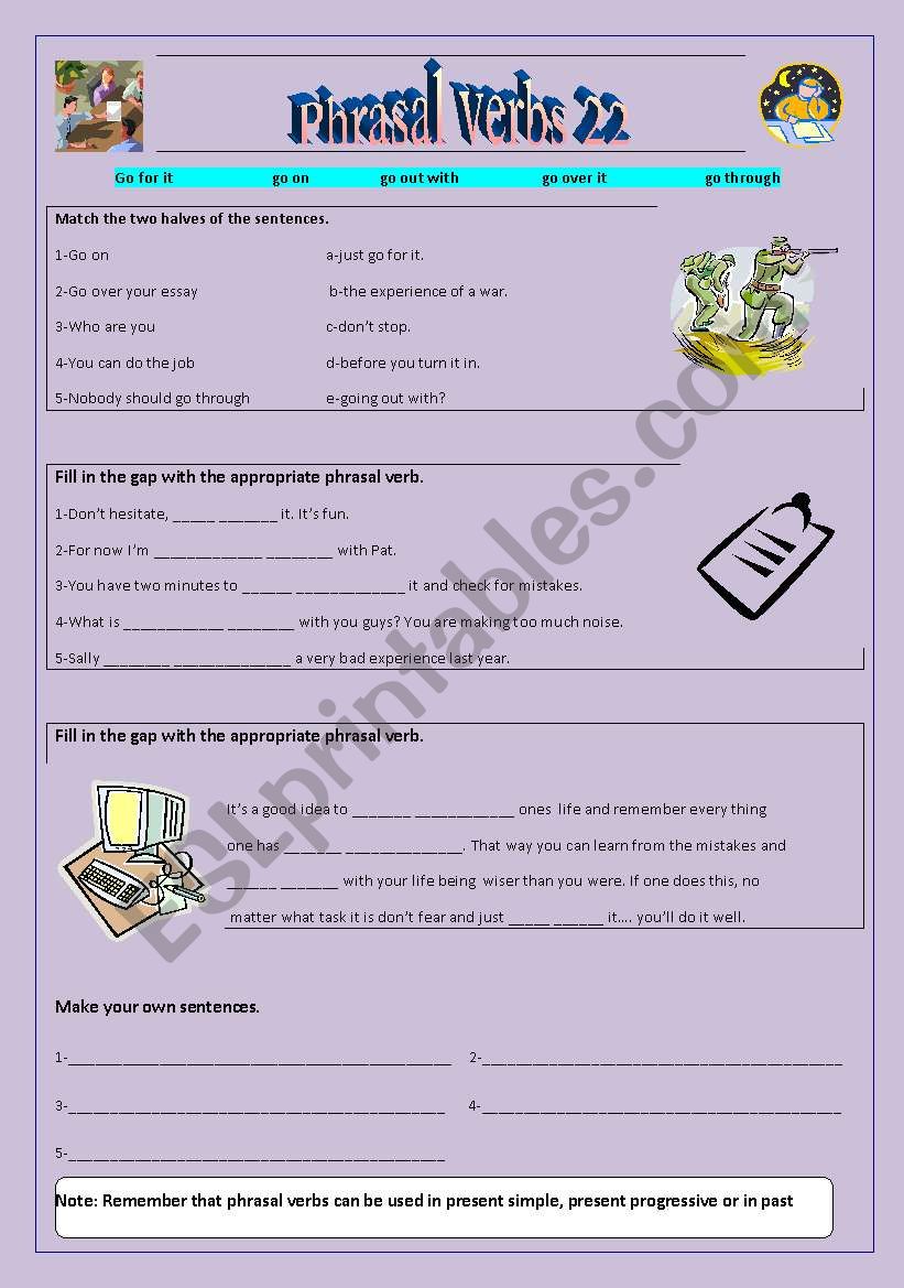 Phrasal verbs 22 worksheet