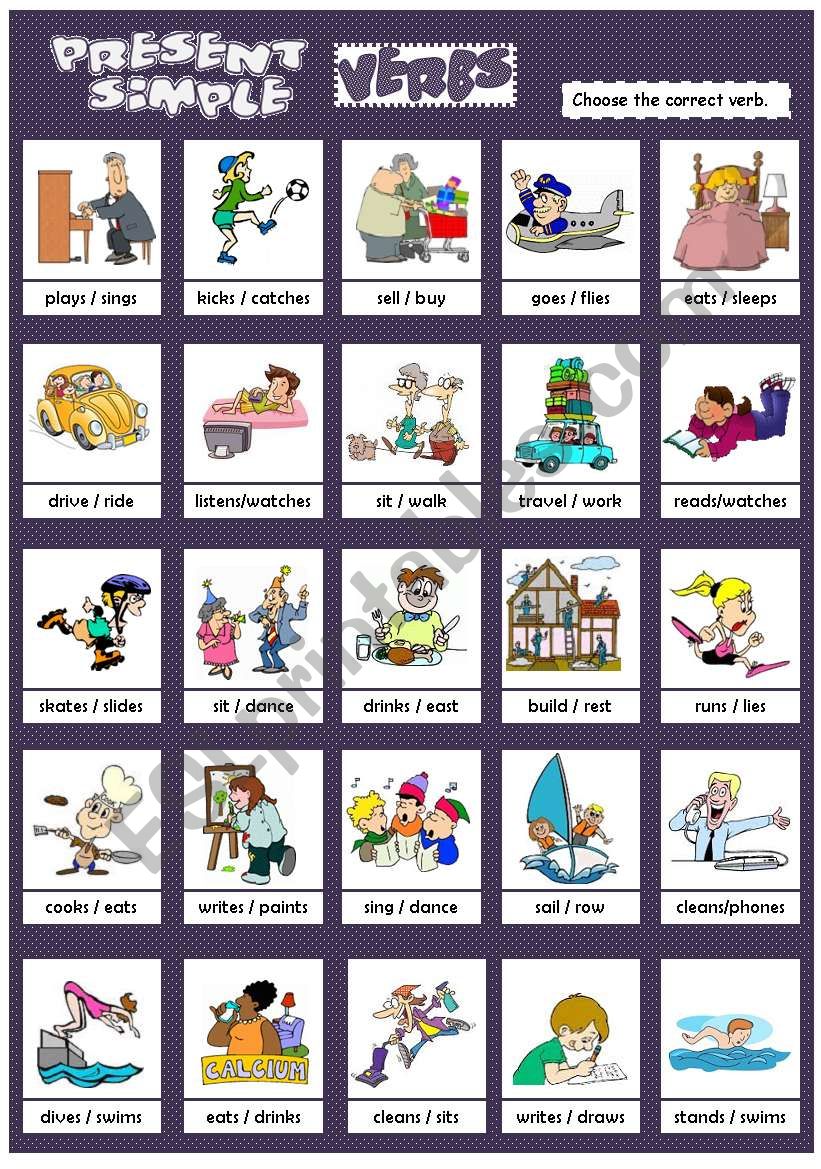 Present Simple verbs worksheet
