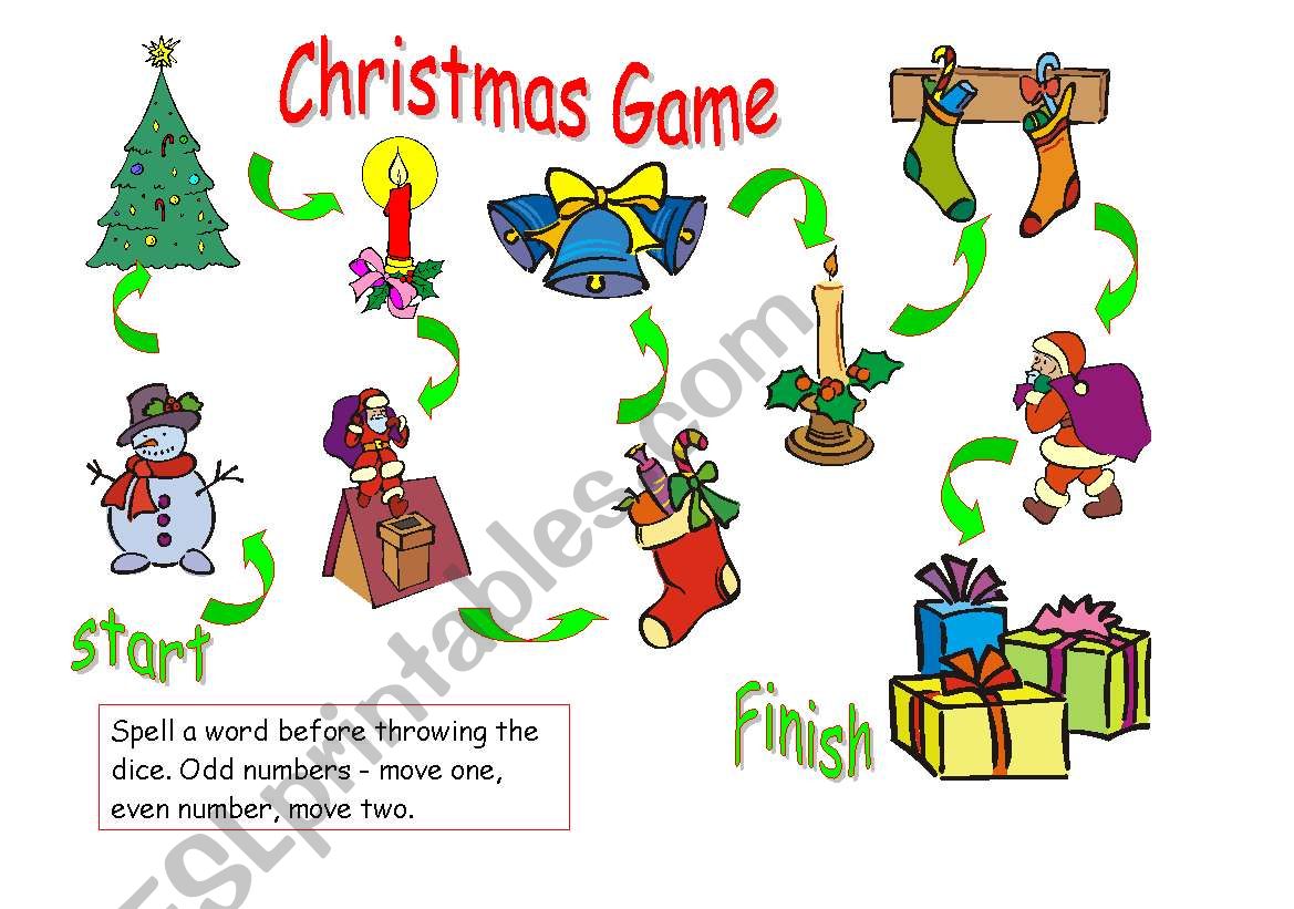 Christmas board game worksheet