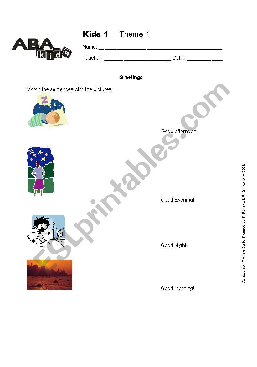Greetings - Match the word with the picture